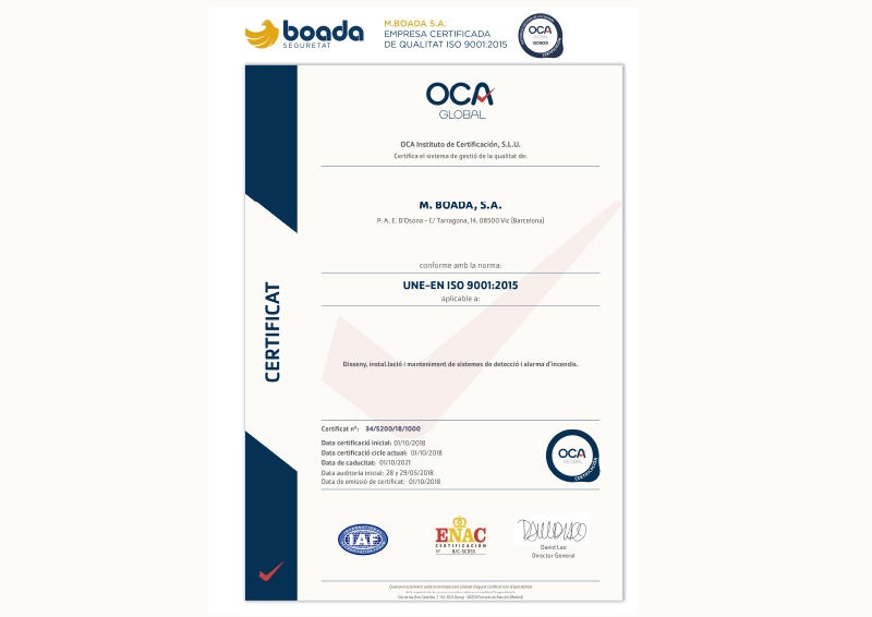 Diploma de la Certificació ISO 9001:2015